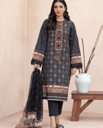 2 Pcs Embroidered Lawn Suit Latest Summer Collection 2022 (v36)