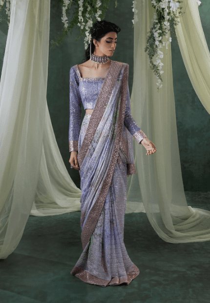 Lilac Sequins Saree