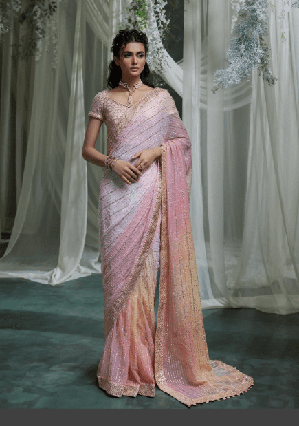 Peach Sequence Saree