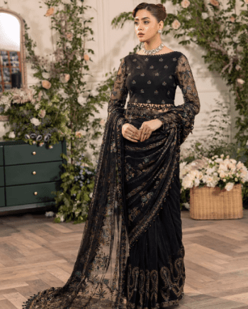 Black Net Saree