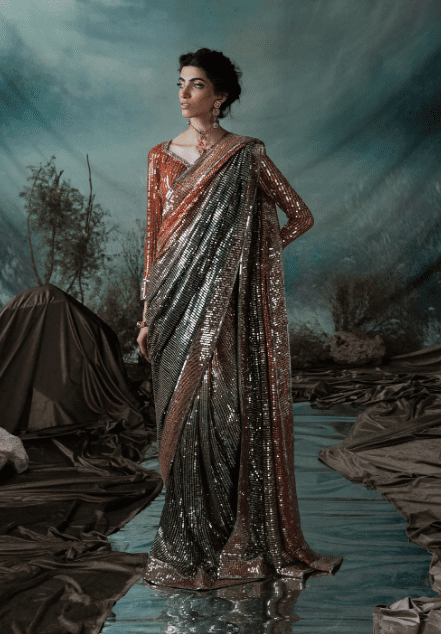 burnt orange saree