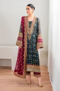 Denim Pakistani kurta with embroidery – shop online in the USA